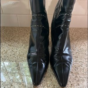 Black Ferragamo Leather Boots sz 9 B